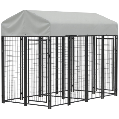 Dog Kennel 93.3" L x 48.8" W x 72" H Silver
