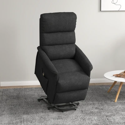 HOMCOM Power Lift Recliner Chair with Remote, Side Pockets, Black