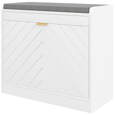 HOMCOM Shoe Storage with Seat, Upholstered Hallway Bench, Shoe Bench with Flip Drawer and Vent for 5 Pairs of Shoes