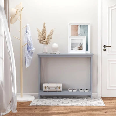 HOMCOM 2-Tier Console Table, X Design, Gray