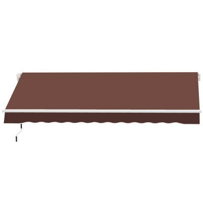 Outsunny 12' x 8' Retractable Patio Awning Sunshade Shelter w/ Manual Crank Handle UV & Water-Resistant for Deck Balcony Coffee