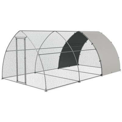 PawHut Metal Chicken Coop, Walk-In Poultry Cage for 14-18 Chickens