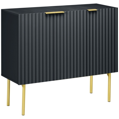 HOMCOM Modern Storage Cabinet Sideboard Buffet Cabinet with Gold Legs for Living Room Dining Room Hallway Black