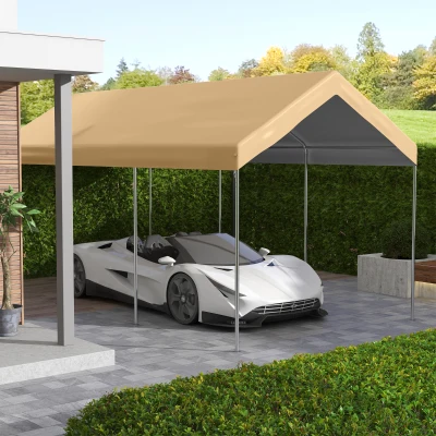 Outsunny 10x20ft UV Resistant Carport Canopy, Beige Cover