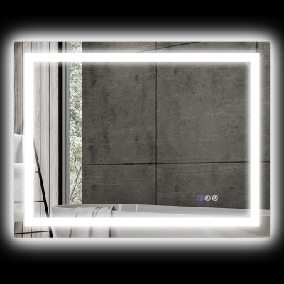 HOMCOM 35"x28" LED Bathroom Mirror, Dimmable, Anti-Fog, Backlit/Front Lit