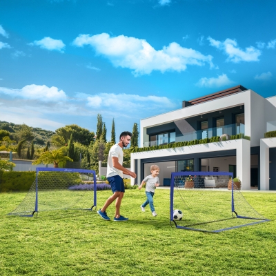 Soozier 6' x 3' Set of 2 Soccer Nets for Backyard, Portable Soccer Goal for Practice with Carry Bag