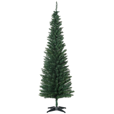HOMCOM 6' Slim Artificial Christmas Tree with 390 Tips, Green