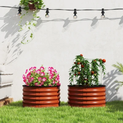 Garden Bed Set Φ23.5" x 11.75" H Brown
