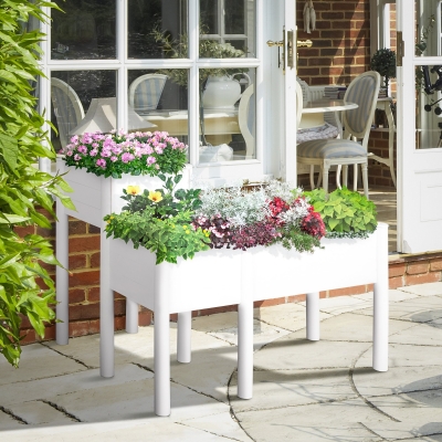 Outsunny 46'' x 34'' x 33'' Elevated Planter Box with Legs, DIY Wooden Raised Garden Bed with Non-woven Liner, Freestanding Plant Stand for Vegetables, Herb and Flowers