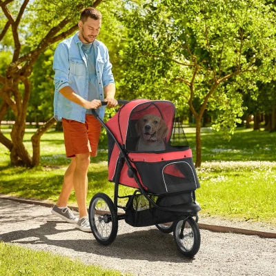 PawHut Pet Stroller for Small/Medium Dogs, Red