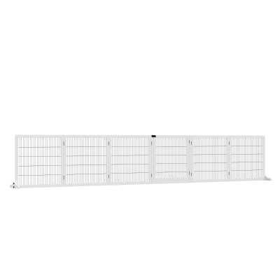 PawHut Wooden Freestanding Pet Gate w/ 2 Support Feet, White