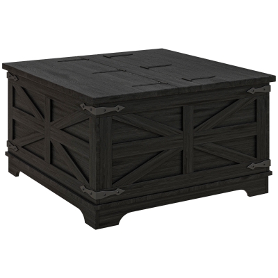 HOMCOM Farmhouse Coffee Table with Flip-top Storage, Black