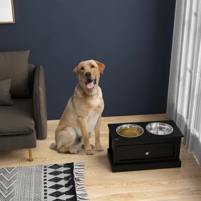 Pet Feeder 23.5" x 11.75" x 12.25" Black