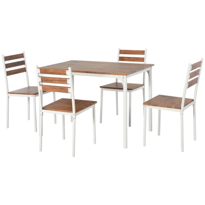HOMCOM 5 Piece Dining Table Set for 4, Space Saving Kitchen Table and 4 Chairs, Rectangle, Steel Frame for Dining Room