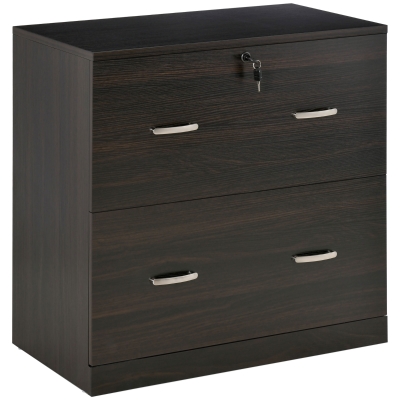 Vinsetto 2-Drawer Locking File Cabinet, Walnut, Home Office