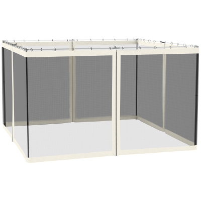 Outsunny Mesh Sidewall for 10' x 12' Gazebo, White Zippered Netting
