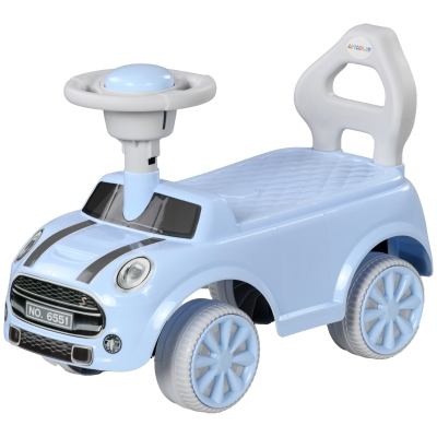 Qaba Toddler Ride-On Toy Car, Light Blue, for 18-36 Months