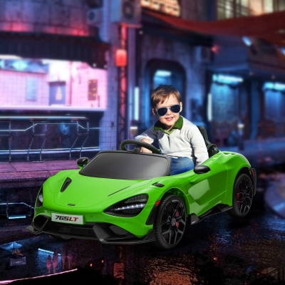 Qaba McLaren 765LT Licensed 12V Kids Electric Car w/ Scissor Doors, Transport Wheels, Remote, Slow Start, Music Horn Green