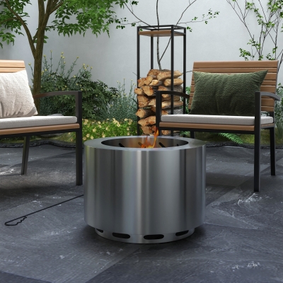 Fire Pit Φ19" x 14.25" H Silver