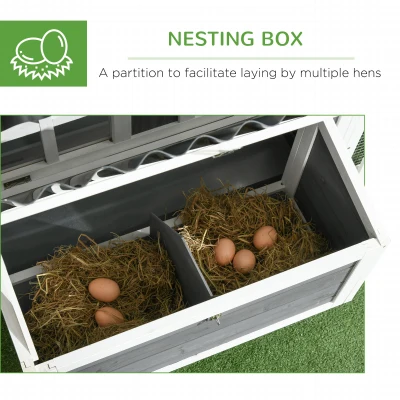 PawHut Wooden Chicken Coop with Run for 3-4 Chickens, 68" x 59" x 42"(m-6)
