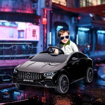 Qaba Mercedes-Benz AMG Licensed 12V Ride on Car, Kids Electric Car with Remote Control, Spring Suspension, LED Lights, Black
