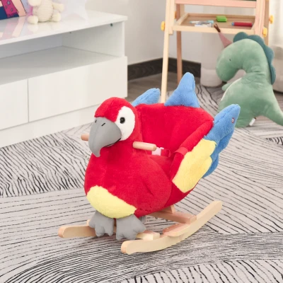 Qaba Kids Rocking Horse Toy, Plush Parrot Style for Ages 18-36M