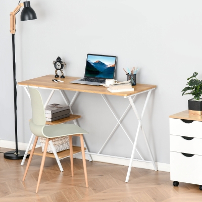 Desk with Shelves 47.25'' x 19'' x 30.75'' Natural Wood