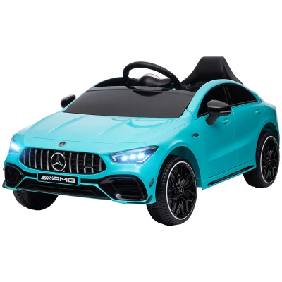 Qaba Mercedes-Benz AMG Licensed 12V Ride on Car, Kids Electric Car with Remote Control, Spring Suspension, Light Blue