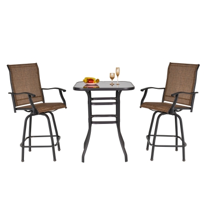 Outdoor Patio Bar Set 25.5''x23.25''x52'' Brown