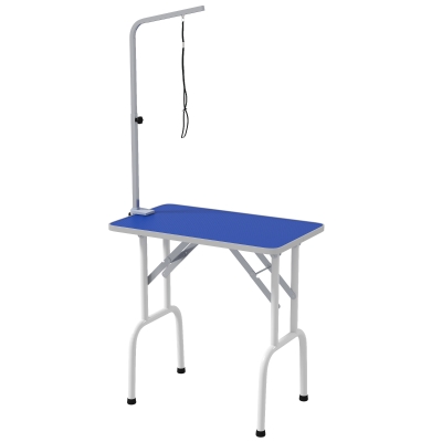 PawHut Foldable Pet Grooming Table for Dogs Cats with Adjustable Arm, Non-slip Surface, Blue