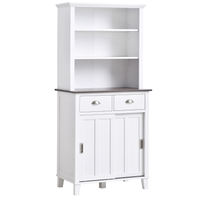 HOMCOM 67" Buffet with Hutch, White Kitchen Pantry Cabinet