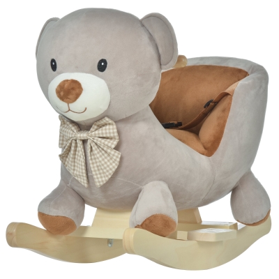 Qaba Bear-Shaped Kids Rocking Horse with Sound, Gray