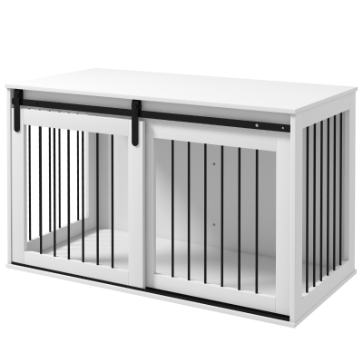 PawHut 46.5" Dog Crate Furniture, Dog Crate End Side Table for Extra Large Dogs, White