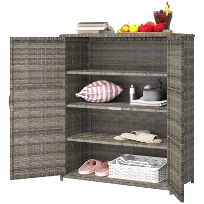 Rattan Storage Cabinet 33.5" L x 15.7" W x 40.6" H Mixed Gray