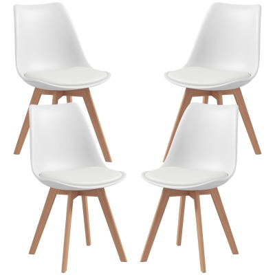 HOMCOM Modern Dining Table Chairs Set of 4, Rubber Wood Kitchen Table Chairs with PU Leather Cushion for Living Room, Bedroom