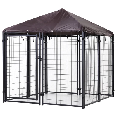 PawHut 4.6′ x 4.6′ Outdoor Dog Kennel, Black