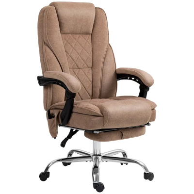 Vinsetto Massage Office Chair, Heated Reclining Computer Chair with Adjustable Height and Footrest, Brown