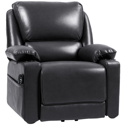 HOMCOM Power Lift Recliner Chair, Faux Leather Massage Sofa, Black
