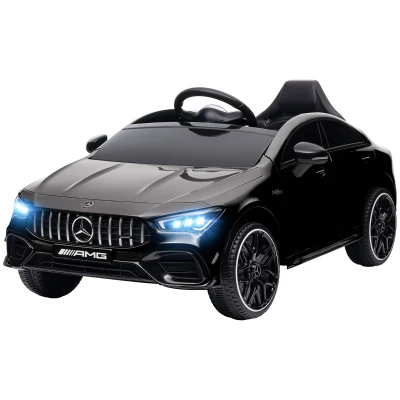 Qaba Mercedes-Benz AMG Licensed 12V Ride on Car, Kids Electric Car with Remote Control, Spring Suspension, LED Lights, Black