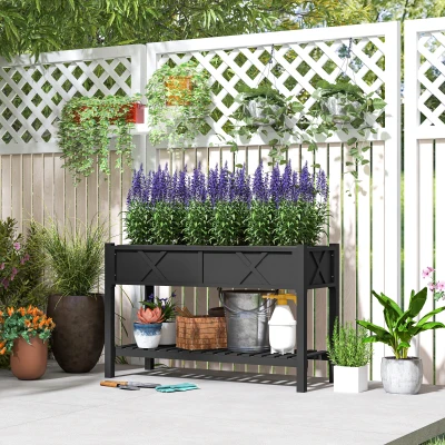 Raised Planter 47.2" W x 21.7" D x 31.5" H Black