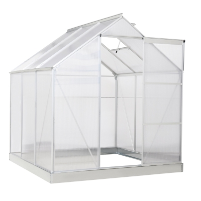 Outsunny 6' x 6' Walk-in Greenhouse, Aluminum Frame, Silver