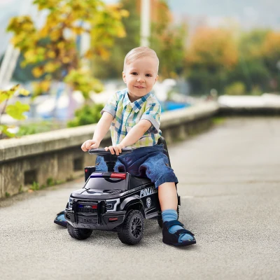 Aosom Kids Push Ride On Car, Police Truck, Black, 18 Months-5 Years