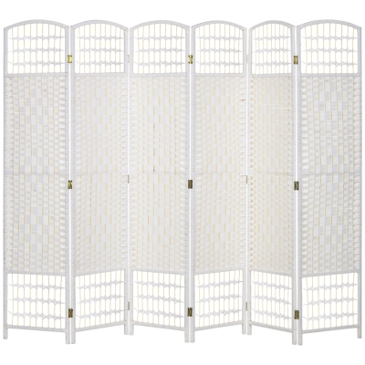 HOMCOM 6-Panel Folding Privacy Screen Room Divider, White
