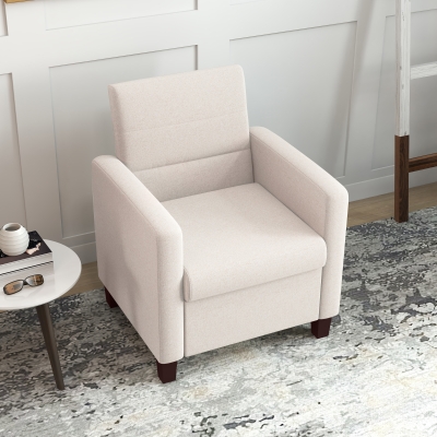 HOMCOM Fabric Accent Chair, Modern Armchair with Seat Cushion and Non-Slip Pads for Living Room, Bedroom, Cream White