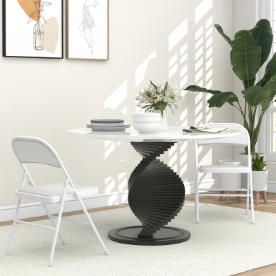 HOMCOM Set of 2 Metal Foldable Chairs, PU Leather Padded Folding Chairs with Cushion Seat and Open Back for Indoor, White