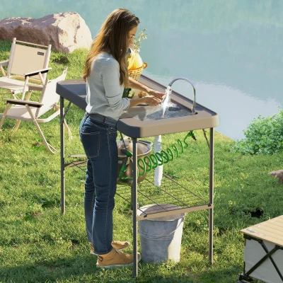 Fish Cleaning Table 45.1" L x 23.2" W x 37.2" H Gray