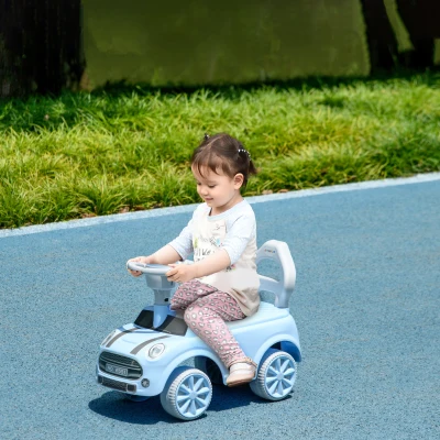 Qaba Toddler Ride-On Toy Car, Light Blue, for 18-36 Months
