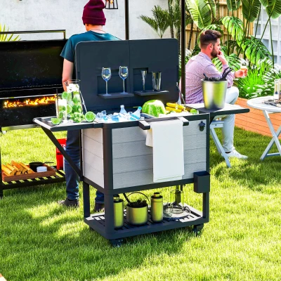 Patio Cooler Cart 37" x 22" x 33.9" Gray