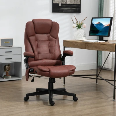 HOMCOM Red Microfiber Massage Office Chair with Heat & Recline
