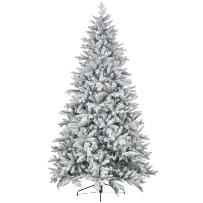 HOMCOM 8ft Flocked Artificial Christmas Tree with Snow Tips, Hinged